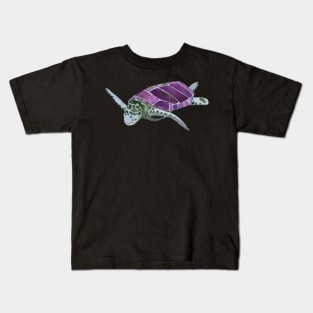 Sea Turtle in Violet and Green Kids T-Shirt